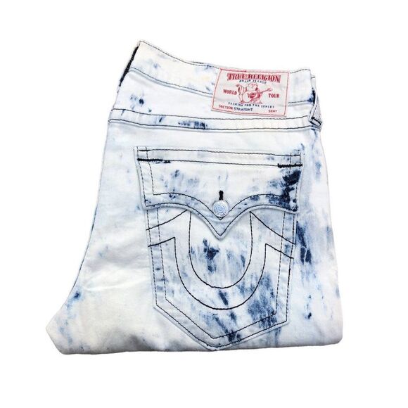 True Religion Jeans Size 36 STRAIGHT Blue/White - Picture 7 of 10